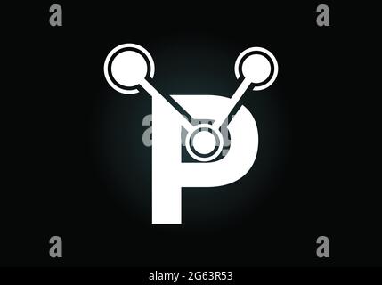 Anfangsbuchstabe P mit Technologie-Logo-Symbol. Geeignet für Technologie-, Internet- und datenbezogene Geschäfte Stock Vektor