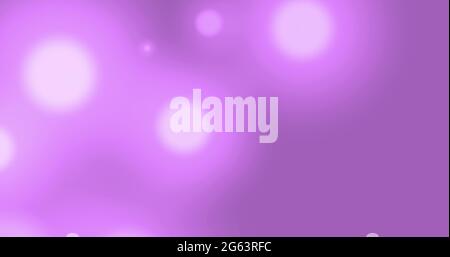 Bild von glühenden weißen Lichtflecken, die sich in hypnotischer Bewegung auf purpurem Hintergrund bewegen Stockfoto