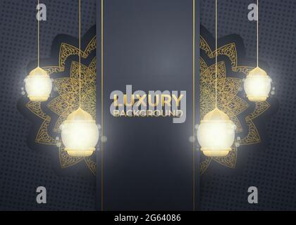 Schwarzer und goldener Luxus-Hintergrund in horizontalem editierbarem Vektorbild Stock Vektor