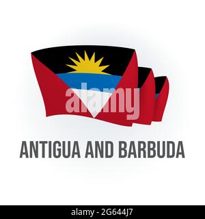 Vektorflagge von Antigua und Barbuda. Antiguans winkende Flagge. Vektorgrafik. Stock Vektor