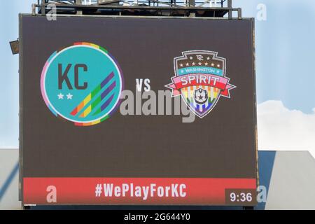 Kansas City, Usa. Juni 2021. Teamlogos beim Spiel der National Women's Soccer League zwischen Kansas City NWSL und Washington Spirit im Legends Field in Kansas City, Kansas. Kredit: SPP Sport Pressefoto. /Alamy Live News Stockfoto