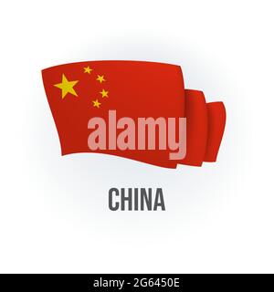 Vektorflagge von China. Chinesische Flagge schwenkt. Vektorgrafik. Stock Vektor