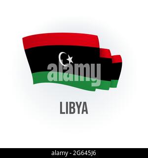 Vektor-Flagge von Libyen. Lybische winkende Flagge. Vektorgrafik. Stock Vektor