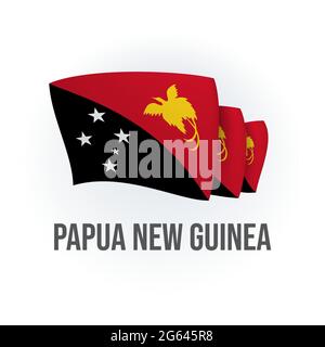 Vektorflagge von Papua-Neuguinea. Schwenkende Flagge von Papua-Neuguinea. Vektorgrafik. Stock Vektor