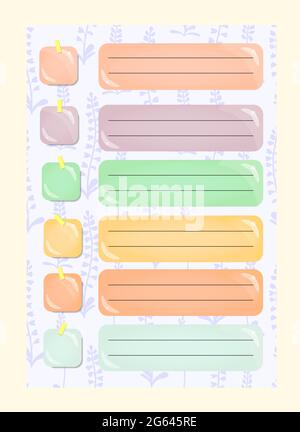 Modell-Vorlage mit leerer Vorlage für den Habit Tracker für Schüler. Managementstrategie. Geschäft, Teamarbeit. Kalendervorlage. Organisator des Unternehmens. Planen für Stock Vektor