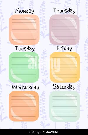 Modell-Vorlage mit leerer Vorlage für den Habit Tracker für Schüler. Managementstrategie. Geschäft, Teamarbeit. Kalendervorlage. Organisator des Unternehmens. Planen für Stock Vektor