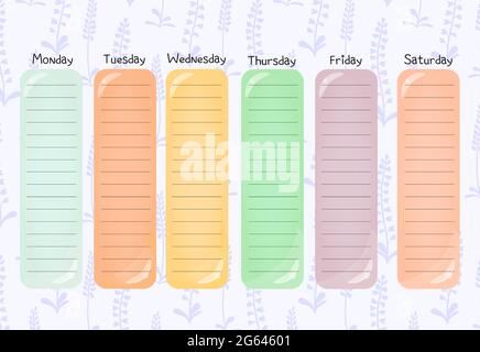 Modell-Vorlage mit leerer Vorlage für den Habit Tracker für Schüler. Managementstrategie. Geschäft, Teamarbeit. Kalendervorlage. Organisator des Unternehmens. Planen für Stock Vektor