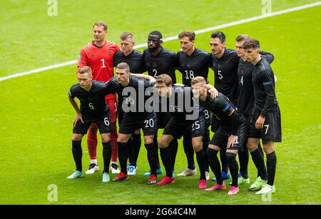 Torwart Manuel Neuer (Deutschland), Toni Kroos (Deutschland), Antonio Rüdiger (Deutschland), Leon Goretzka (Deutschland), Mats Hummels (Deutschland), Stockfoto