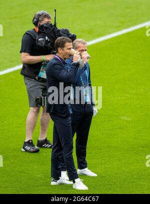 Manager Oliver Bierhoff (Deutschland), Torwarttrainer Andreas Köpke (Deutschland) England - Deutschland London, 29.06.2021, Fussball, Saison 2020/21 Stockfoto