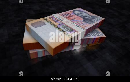 Ungarische Forint Geldpaket 3d-Illustration. HUF-Banknotenbündel. Konzept von Finanzen, Bargeld, Wirtschaftskrise, Unternehmen, Rezession, bank, Steuer und Stockfoto