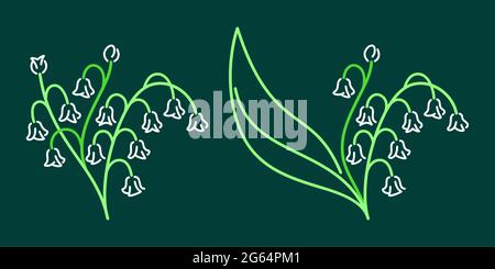 Zwei Varianten Der Abstrakten Frühling Doodle Blume Lilie Des Tals Vektor Illustration Art Stock Vektor