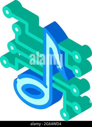 Digitale Musik Symbol isometrische Symbol Vektor-Illustration Stock Vektor