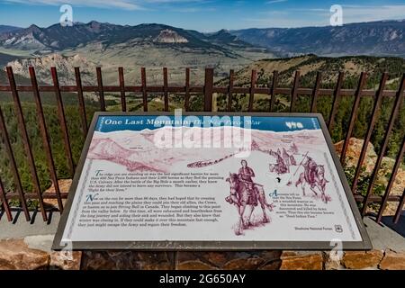 Dead Indian Pass, wo Chief Joseph sein Volk zur Flucht vor der Kavallerie der US-Armee führte, entlang des Chief Josepth Scenic Byway, Shoshone National Forest Stockfoto