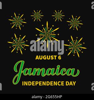 Jamaica Independence Day Typografie Poster. Jamaikanischer Feiertag wurde am 6. August gefeiert. Vektor-Vorlage für Banner, Grußkarte, Flyer, etc. Stock Vektor