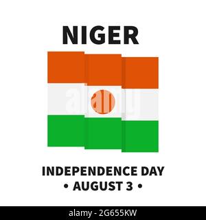 Niger Unabhängigkeitstag Schriftzug mit Flagge. Nationalfeiertag am 3. August. Einfach zu editierender Vektor-Vorlage für Typografie Poster Banner, Flyer, Stock Vektor