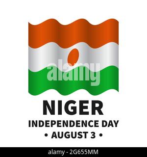 Niger Unabhängigkeitstag Schriftzug mit Flagge. Nationalfeiertag am 3. August. Einfache Bearbeitung von Vektorvorlagen für Typografie-Poster, Grußkarten, Stock Vektor