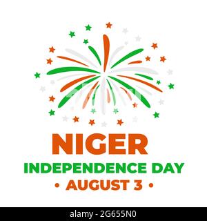 Niger Independence Day Typografie Poster. Nationalfeiertag am 3. August. Einfach zu editierbare Vektorvorlage für Banner, Flyer, Aufkleber, Grußansage ca. Stock Vektor
