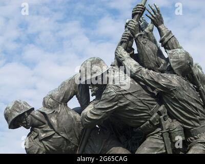 Eine Nahaufnahme von Iwo Jima Memorial. Stockfoto