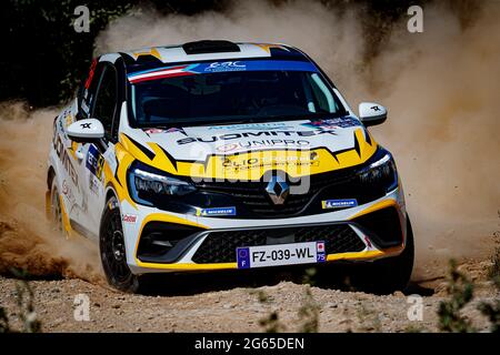 Liepaja, Lettland. Juli 2021. 56 SORIA Paulo (ARG), DER OHANNESIAN (ARG), Paulo SORIA, Renault Clio, Aktion während der FIA ERC Rally 2021 Liepaja, 2. Runde der FIA European Rally Championship 2021, vom 1. Bis 3. Juli 2021 in Liepaja, Lettland - Foto Grégory Lenormand / DPPI Credit: DPPI Media/Alamy Live News Stockfoto