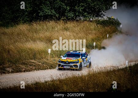 Liepaja, Lettland. Juli 2021. 59 MABELLINI Andrea (ITA), LENZI Virginia (ITA), NORTHON RACING, Renault Clio, Aktion während der FIA ERC Rally 2021 Liepaja, 2. Lauf der FIA European Rally Championship 2021, vom 1. Bis 3. Juli 2021 in Liepaja, Lettland - Foto Grégory Lenormand / DPPI Credit: DPPI Media/Alamy Live News Stockfoto