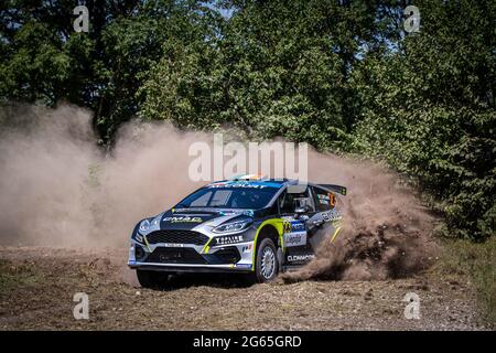 23 MCCOURT Cathan (IRL), HOY Brian (IRL), Cathan MCCOURT, Ford Fiesta MkII, Aktion während der FIA ERC Rally 2021 Liepaja, 2. Runde der FIA European Rally Championship 2021, vom 1. Bis 3. Juli 2021 in Liepaja, Lettland - Foto Alexandre Guillaumot / DPPI Stockfoto