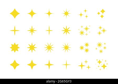 Flache funkelnde Sterne Kollektion Vector. Stock Vektor
