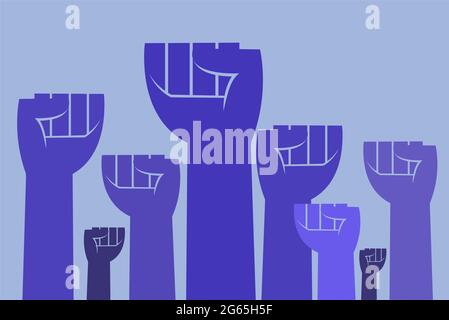 Illustration von menschlichen Fäusten, die aus Protest erhoben wurden Stock Vektor
