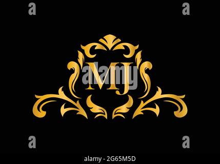 Luxus-Buchstaben MJ. Goldenes Blumenalphabet . Monogram Initialen perfekt für Hochzeitseinladungen, Grußkarte, Logo und anderes Design. Stock Vektor
