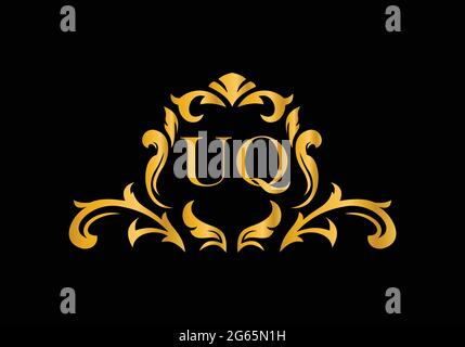 Luxus-Buchstaben UQ. Goldenes Blumenalphabet . Monogram Initialen perfekt für Hochzeitseinladungen, Grußkarte, Logo und anderes Design. Stock Vektor