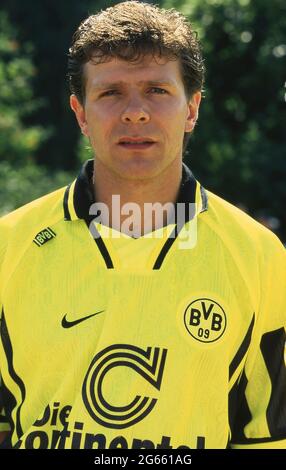 Dortmund, Deutschland. 03. Juli 2021. firo Fuvuball, Fußball, 1. Bundesliga, Saison 1996/1997, Archivfoto, 96/97 Archivbilder, Borussia Dortmund, BVB, Fotocall, 1996 Andreas Mv? Pller, half, figure, Portrait Kredit: dpa/Alamy Live Nachrichten Stockfoto