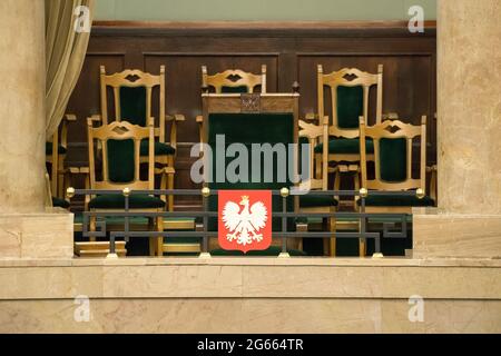 Sejm Rzeczypospolitej Polskiej (Sejm der Republik Polen) Unterhaus des polnischen parlaments in Warschau, Polen. 19. Mai 2021 © Wojciech S Stockfoto