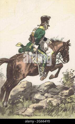 cavalier du 5e régiment de chasseurs à cheval sous le 1er Empire Stockfoto