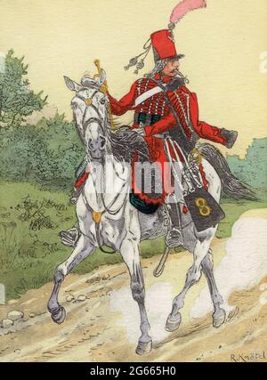 trompette du 8e régiment de hussards à la fin de l'Empire Stockfoto