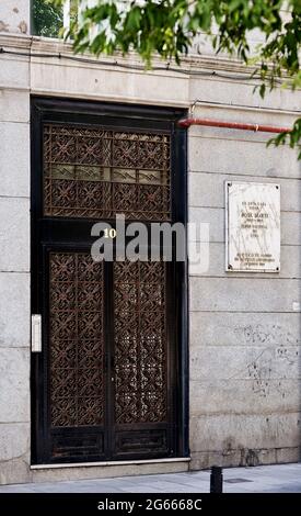 Marmorplatte von den Menschen in Madrid an Jose Marti. Stockfoto