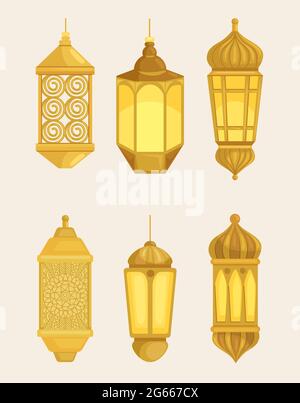 Goldene arabische Laternen Stock Vektor