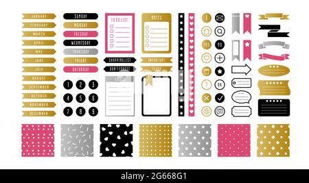 Glitter Aufkleber, Etiketten, Tags einfache Form Vektor Illustration Mega-Set für das Büro Stock Vektor