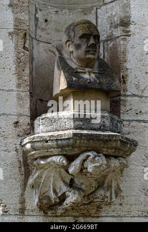 Die Büste des Schauspielers Bela Lugosi im Schloss Vajdahunyad im Stadtpark von Budapest Stockfoto