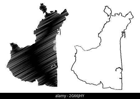 Metropolstadt Catania (Italien, Italienische Republik, Region Sizilien) Karte Vektor Illustration, Skizze Catania Karte Stock Vektor