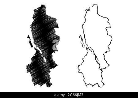 Provinz Lecco (Italien, Italienische Republik, Lombardei Region) Karte Vektorgrafik, Skizze Provinz Lecco Karte Stock Vektor