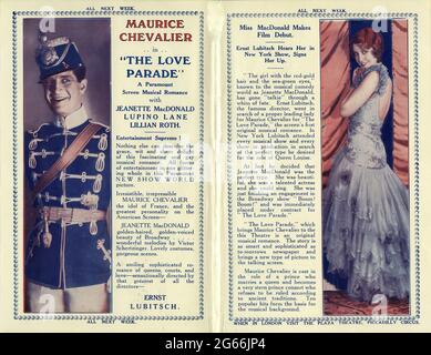 MAURICE CHEVALIER und JEANETTE MacDonald in DER LIEBESPARADE 1929 Regisseur ERNST LUBITSCH Drehbuch Ernest Vadja und Guy Bolton Paramount Picturs Stockfoto