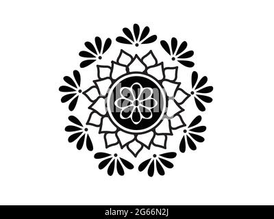 Indian Rangoli Design Konzept der floralen Linie Kunst isoliert auf weißem Hintergrund Stock Vektor