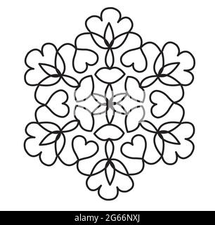 Indian Rangoli Design Konzept der floralen Linie Kunst isoliert auf weißem Hintergrund Stock Vektor