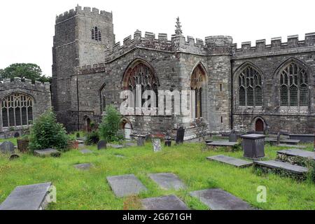 St.-Beuno-Kirche, Clynnog Fawr, Llŷn-Halbinsel, Gwynedd, Wales, VEREINIGTES KÖNIGREICH Stockfoto