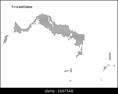 Vektor-Halbton gepunktete Karte der Türken und Caicos Land für Ihr Design, Travel Illustration Konzept. Stock Vektor