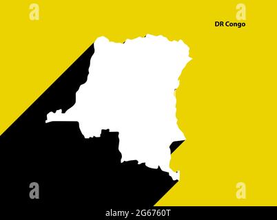 DR Kongo-Karte auf Retro-Poster mit langem Schatten. Vintage-Zeichen einfach zu bearbeiten, zu bearbeiten, zu ändern oder zu färben. Stock Vektor