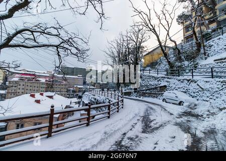 Neueste Ansichten von Schneefall in Shimla Stockfoto