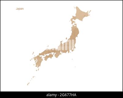 Alte Vintage Papier strukturierte Karte von Japan Land - Vektor-Illustration Stock Vektor