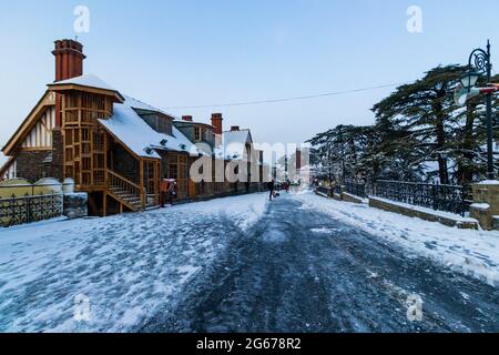 Neueste Ansichten von Schneefall in Shimla Stockfoto