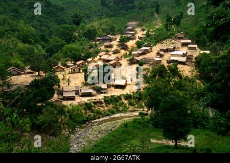 Bandarban ist die hügelige Gegend in Bangladesch> das Leben dort ist so primitiv. Stockfoto