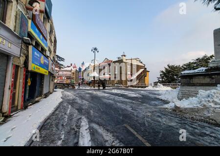 Neueste Ansichten von Schneefall in Shimla Stockfoto